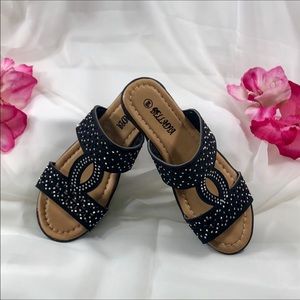 Belladia Black Studded Sandals- Size 6W